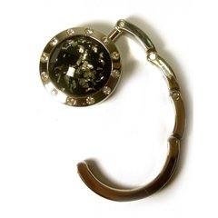 Сумкодержатель для женской сумочки "Кристалл черно серебряный" со стразами, K323673J - фото товара