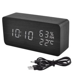 Часы сетевые VST-862S-6 белые, (корпус черный) температура, влажность, USB, SL5961 - фото товара