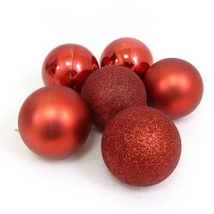 Набір ялинкових кульок "RED" D8см, 6шт, OPP, 1шт/етик., K2742397OO0570R-8 - фото товару