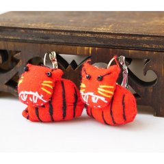 Серьги тряпичные Полосатый котик красные, K89080444O1807716150 - фото товара