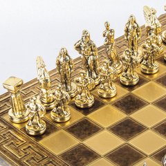 S16CMBRO шахи "Manopoulos", "Спартанський воїн", латунь, у дерев'яному футлярі, коричневі, 28х28см,, S16CMBRO - фото товару