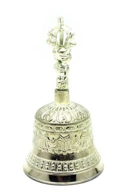 Колокол чакровый бронзовый посеребренный (d-7,5 h-14,5 см)(Bell Embose No.2 SILVER), K328323 - фото товара