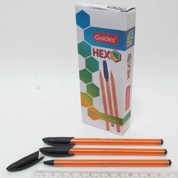 Ручка масляна Goldex "HEXO # 1101 Індія Black 0,6мм, K2730557OO1101-bk - фото товару