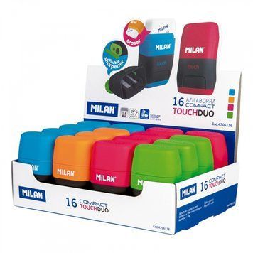Ластик + подвійна точилка "Compact Touch Duo" ТМ "MILAN" 6,7*4*2,5 см, mix, K2739653OO4706116 - фото товару