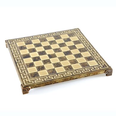 S16CMBRO шахи "Manopoulos", "Спартанський воїн", латунь, у дерев'яному футлярі, коричневі, 28х28см,, S16CMBRO - фото товару