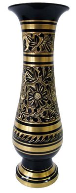 Ваза бронзовая черная (24,5х7,5х7,5 см)(Flower vase Glass Black Ord 10"), K320464 - фото товара