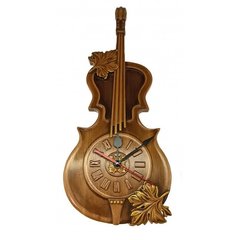 Панно деревянное, резное "Часы скрипка", (50*23*2,2), ручная роспись эмалями, покрыто патиной, K334213 - фото товара
