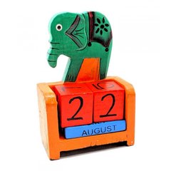 Календарь настольный "Зеленый слон" дерево (10х7,5х4 см), K329431K - фото товара