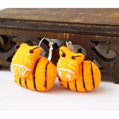 Серьги тряпичные Полосатый котик оранжевые, K89080444O1807716151 - фото товара