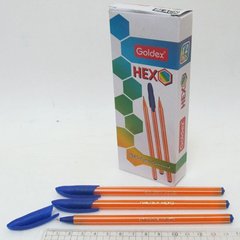 Ручка масляна Goldex "HEXO #1101 Індія Blue 0,6 мм, K2730556OO1101-bl - фото товару