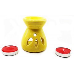 Аромалампа керамическая ,подарочный набор желтая (12,5х8х7см), K332617D - фото товара