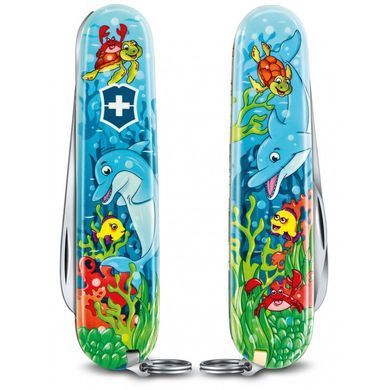 Набор &laquo;Victorinox&raquo; My First Children Set нож 84мм/9функ/дельфин + шнурок на шею + книжка-р, 0.2373.E1 - фото товара