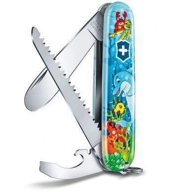 Набор &laquo;Victorinox&raquo; My First Children Set нож 84мм/9функ/дельфин + шнурок на шею + книжка-р, 0.2373.E1 - фото товара