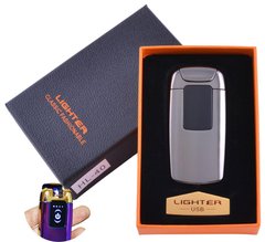Електроімпульсна запальничка в подарунковій упаковці Lighter (Подвійна блискавка, USB) №HL-40 Black, №HL-40 Black - фото товару