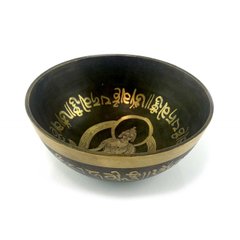 Чаша поющая бронзовая " Будда" зеленая (16.1х 15.4х 7 см), K334885A - фото товара