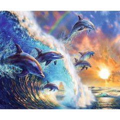 Раскраска по номерам 30*40см "Дельфины" OPP (холст на раме краски+кисти), K2748732OO1736EKTL_O - фото товара