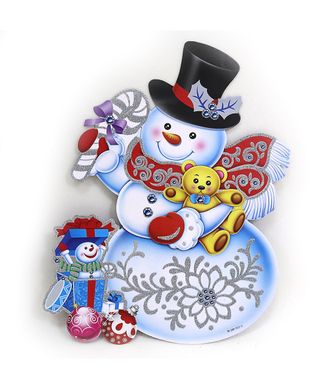 Плакат "Снеговик с мишкой" 30см 1шт/этик, K2742536OO9837-1 - фото товара