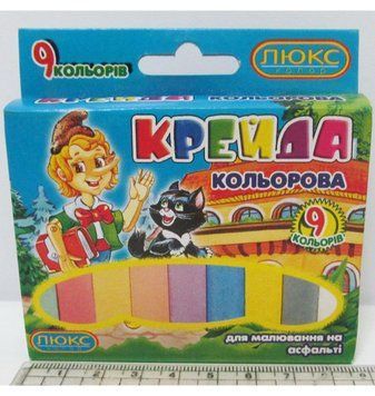 Мел цветной 9цв. квадр. "Крейда" 70*15*10 с европодвесом, K2726341OO1509KKE - фото товара