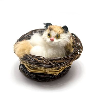 Кошка в лукошке (мяукает)(12х10х9 см), K326350 - фото товара