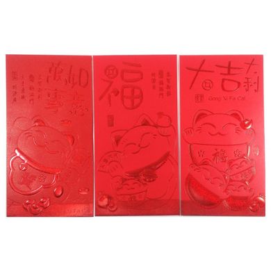 Конверт для грошей червоний "Манеко Неко" (6 шт/уп) (7х9 см), K330736 - фото товару