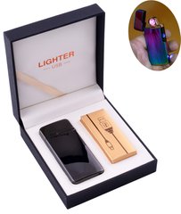 Електроімпульсна запальничка в подарунковій коробці LIGHTER (USB) №HL-122 Black, №HL-122 Black - фото товару