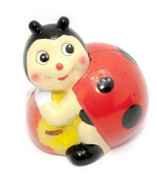 Копилка керамическая "Божья Коровка с Яблоком" (12х9,5х9 см), K329716 - фото товару