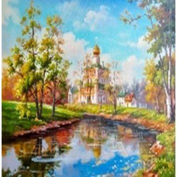Алмазная мозаика по номерам 40*50 "Пруд" карт уп. (полотно на раме), K2755589OO71836_BGLE - фото товара