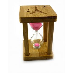Часы песочные в бамбуке "Time is Money" розовый (3 мин) (9,5х6,5х6,5 см), K329766C - фото товара