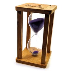 Часы песочные в бамбуке "Time is Money" фиолетовый (20 мин)(16,5х10х10 см), K329765B - фото товара