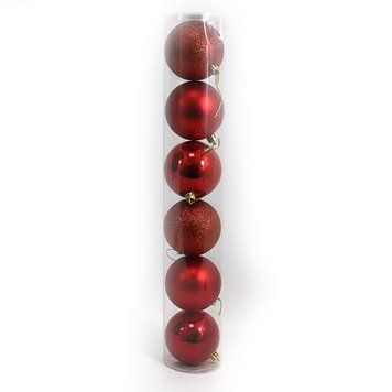 Набір куль тубус "RED" 6см, 6шт., PVC, K2OO0922-6RD6sk - фото товару