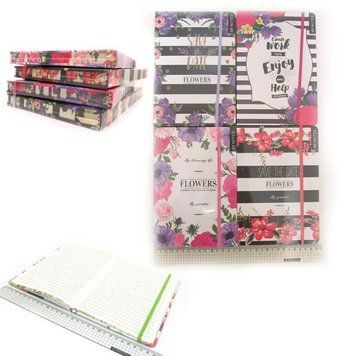 Блокнот на гумці "Flowers" лін., колір.торець A6 P96 70g, mix4, K2737489OO3243-A6-W - фото товару