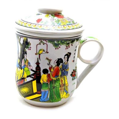 Чашка керамическая с ситом "Девушки с папугаем" (12х11х9 см)F, K332885F - фото товара