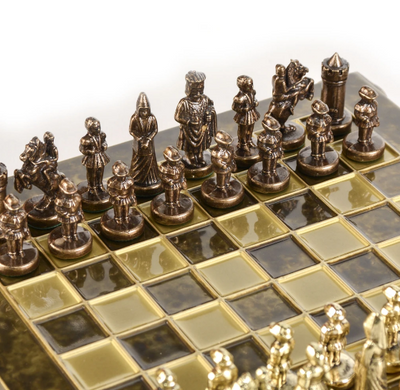 S1CBRO шахматы "Manopoulos", латунь, "Византийская Империя" в деревянном футляре, коричневые , фигуры золото/бронза, 20х20, 1кг, S1CBRO - фото товара