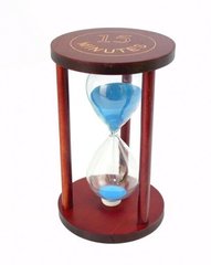 Песочные часы "Круг" стекло + тёмное дерево 15 минут Голубой песок, K89290192O1137476267 - фото товару