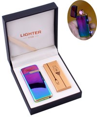 Електроімпульсна запальничка в подарунковій коробці LIGHTER (USB) №HL-122 Хамелеон, №HL-122 Хамелеон - фото товару