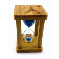 Годинник пісочний у бамбуку "Time is Money" синій (3 хв) (9,5х6,5х6,5 см), K329766A - фото товару