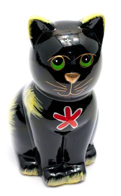 Керамічна скарбничка "Кіт" чорна (16,5х10х7,5 см), K329520A - фото товару