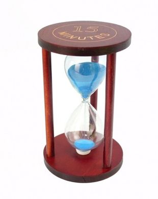 Песочные часы "Круг" стекло + тёмное дерево 15 минут Голубой песок, K89290192O1137476267 - фото товару