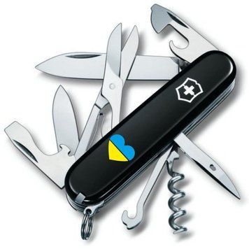 Ніж "Victorinox" Climber Ukraine 91мм/14функ/чорн /Серце синьо-жовте, 1.3703.3_T1090u - фото товару