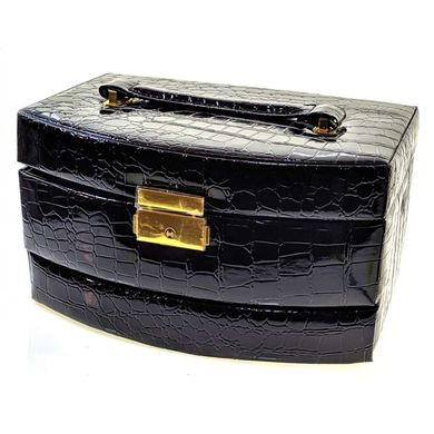 Шкатулка для бижутерии раздвижная черная (22х16х12,5 см), K332387 - фото товара