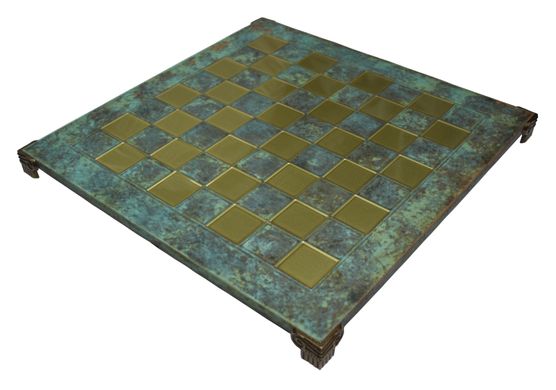 S23BTIR шахи "Manopoulos", "Кікладське мистецтво", латунь, у дерев'яному футлярі, бірюзовий, 44х44см, S23BTIR - фото товару