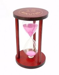 Песочные часы "Круг" стекло + тёмное дерево 15 минут Розовый песок, K89290192O1137476268 - фото товара