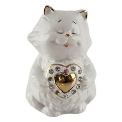 Кіт із сердечком фарфор (10х7,5х6,5 см), K325319A - фото товару