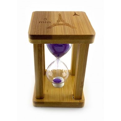 Годинник пісочний у бамбуку "Time is Money" фіолетовий (3 хв) (9,5х6,5х6,5 см), K329766 - фото товару