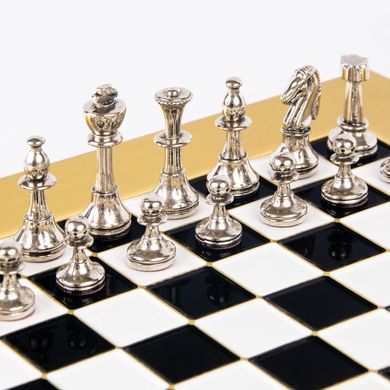 S32BLA шахи "Manopoulos", фігури класичні, латунь, у дерев'яному футлярі, чорне з,28х28см, вага 3,2, S32BLA - фото товару