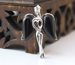Кулон Ангел с каменными крыльями вставка Чёрный обсидиан, K89080010O2178033253 - фото товара