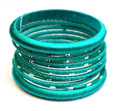 Комплект из 13 браслетов кольцо в ткани Зелёный, K89080334O362834505 - фото товара