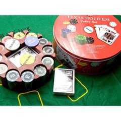 Покерний набір (2 колоди карт +240 фішок+сукно)(d-25. h -8,5 см)(вага фішки 4 гр. d-39 мм), K326727 - фото товару
