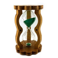 Часы песочные в бамбуке зеленый песок (10 мин) (14,5х8,5х5,5 см), K329515D - фото товара