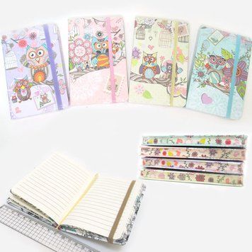 Блокнот на гумці "Совята"лін, кол.торець A6 P96 70g,mix4, COLOR/box 24шт, K2736793OO7742-A6 - фото товару